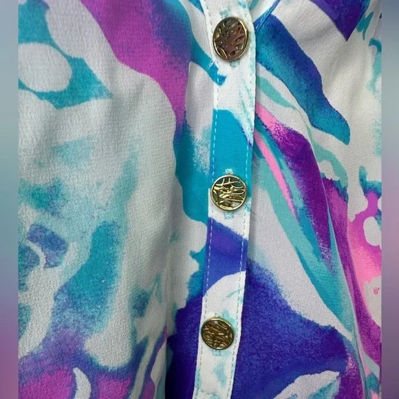Lilly Pulitzer Elsa Purple Opal Swell Aquainted Blouse Size Small - Picture 6 of 8